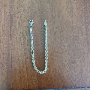 Italy 925 Sterling Silver Gold Plated Rope Bracelet Unisex